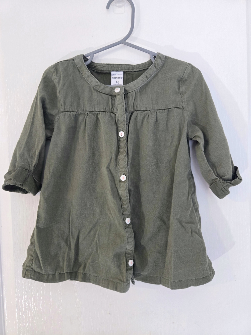 Carter's 4T Olive Green Button-Front Girls' Tunic